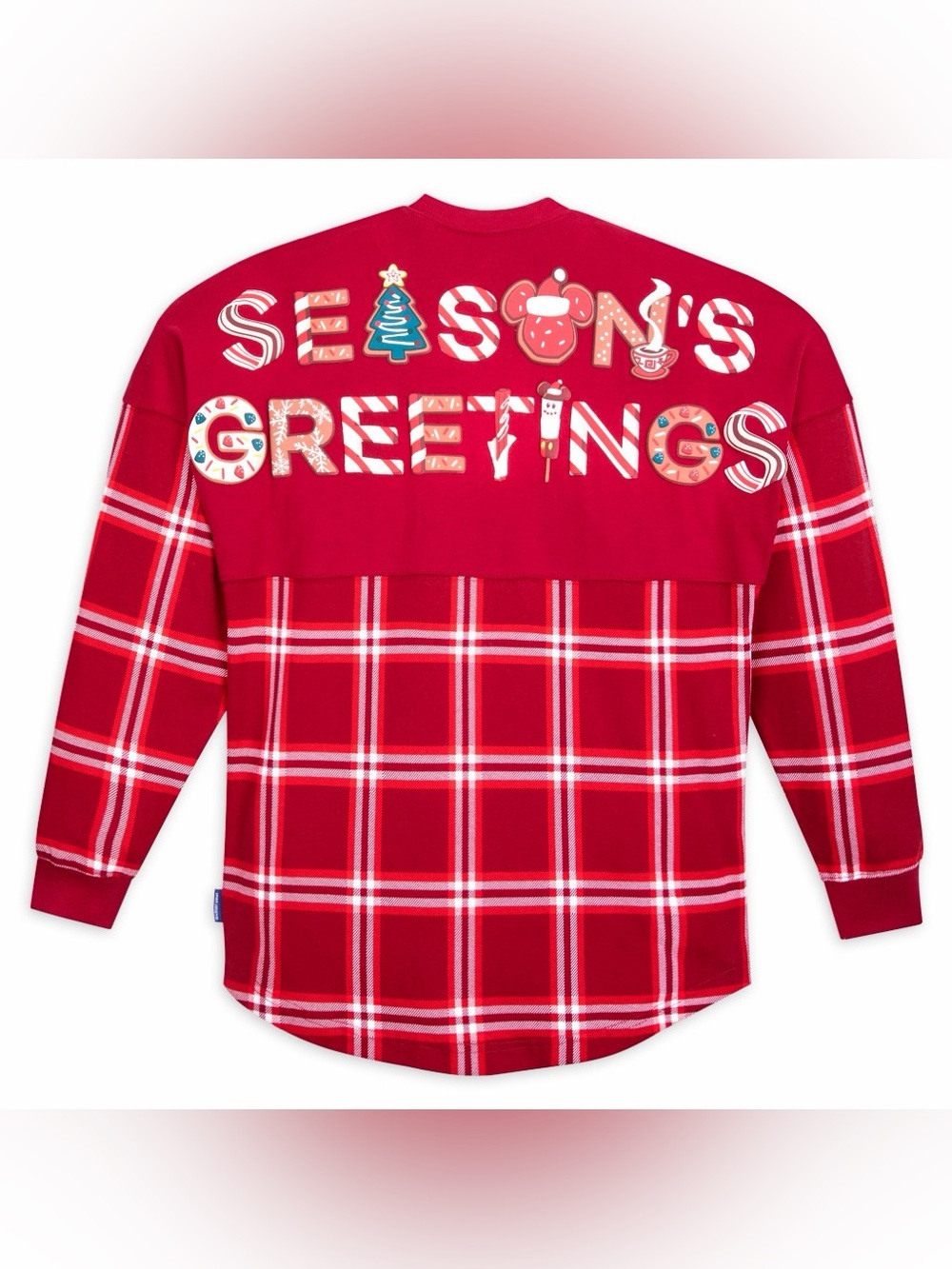 Disney Christmas Season's Greetings Red Plaid Spirit Jersey  -Mickey Small.